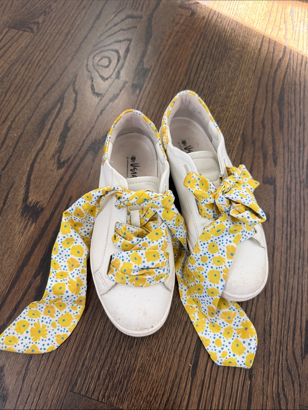 Anthropology sneakers Yellow Floral Ribbon Laces